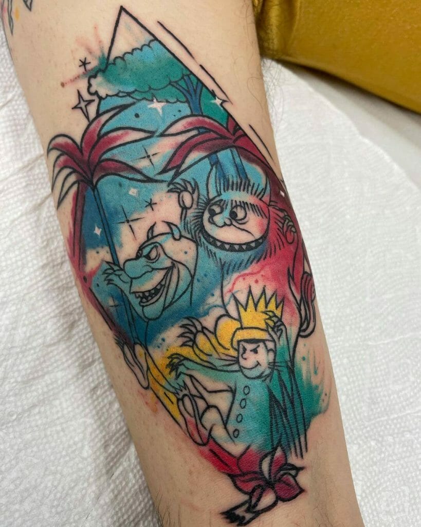 Watercolor Tattoo Of ''Where The Wild Things Are''