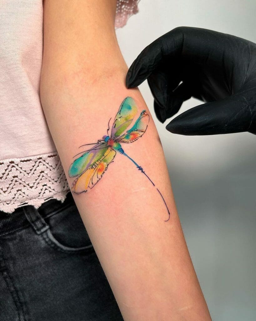 Watercolour Dragonfly Tattoo