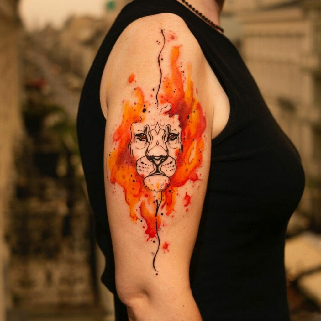 Watercolour Lion Head Tattoo