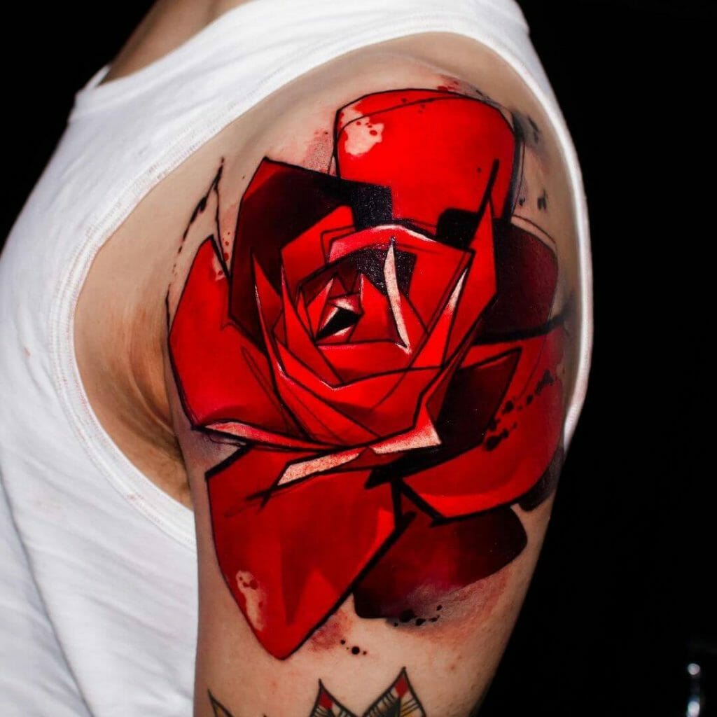 Watercolour Rose Hand Tattoo