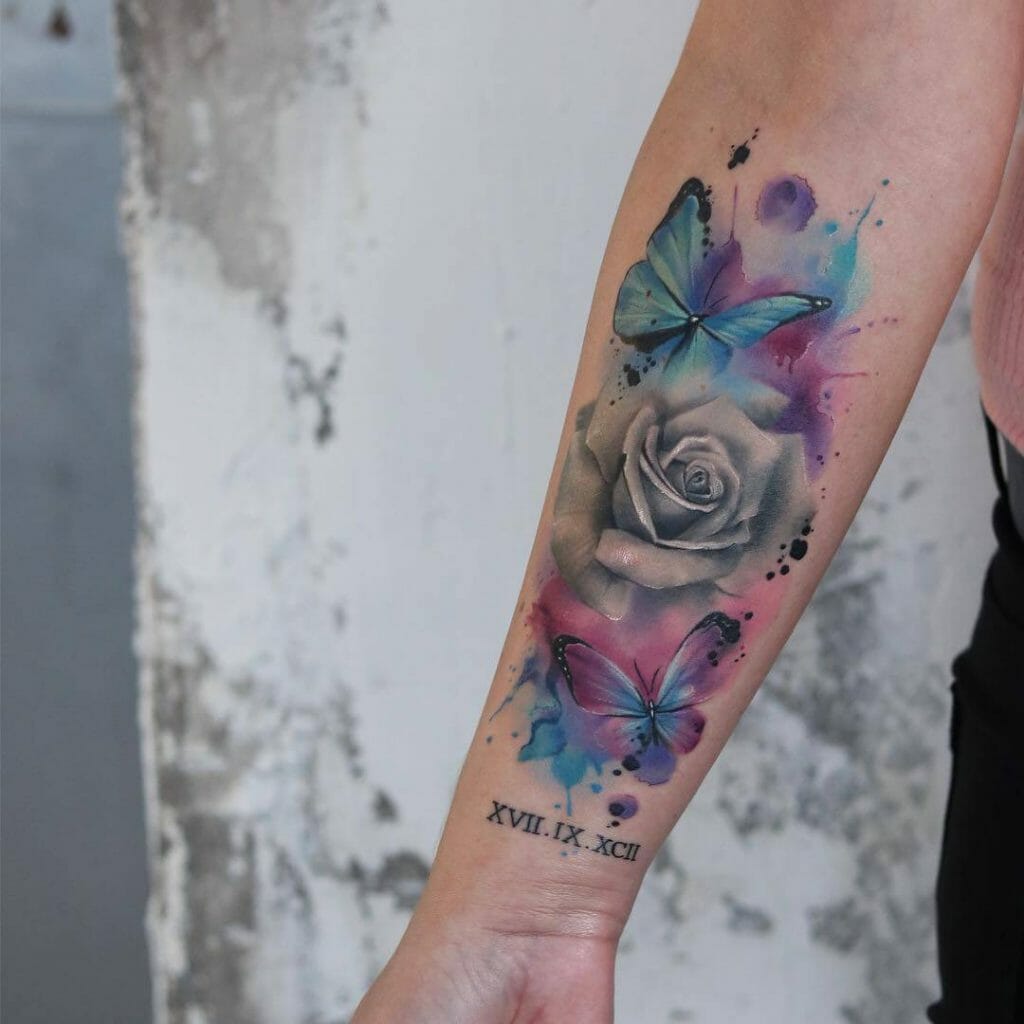 Watercolour Rose Hand Tattoos