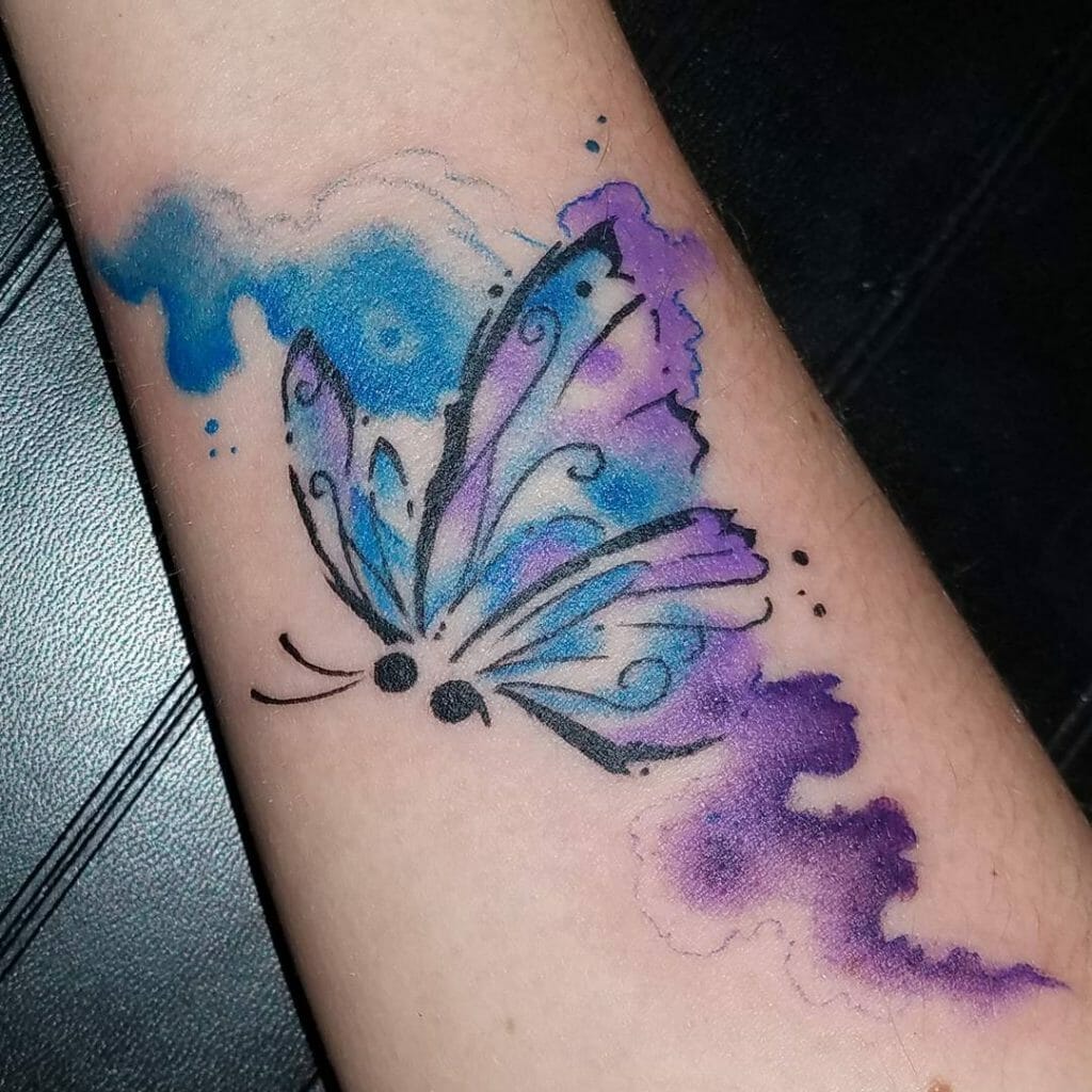 Watercolour Semicolon Butterfly Tattoos Idea