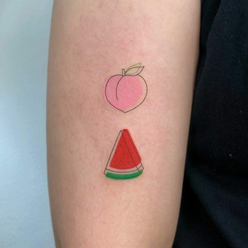Watermelon And Peach Tattoo