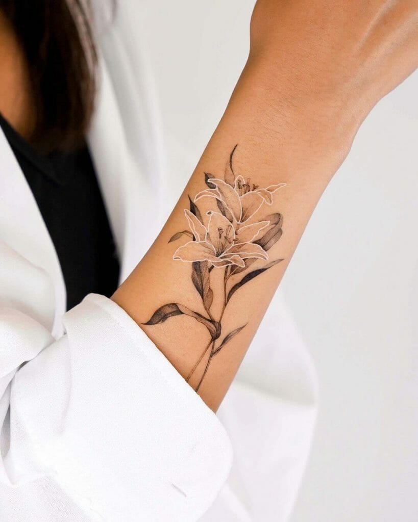 White Lily Flower Tattoo