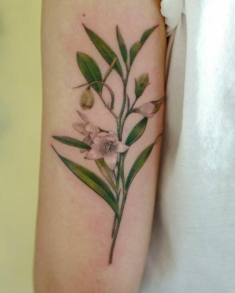 White Plant Tattoo For Peace