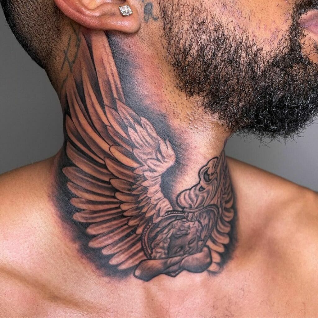Wings Neck Tattoo Ideas For Men
