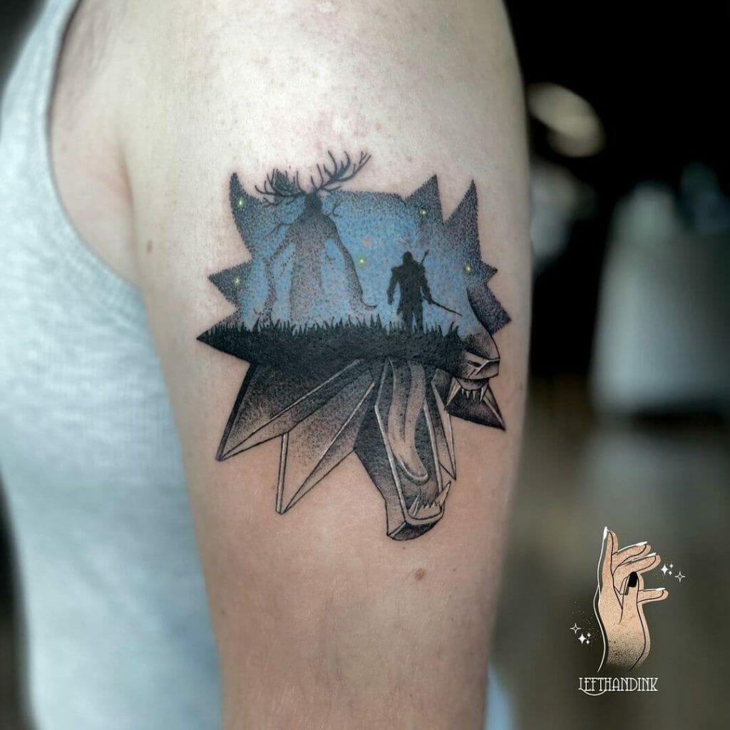 Witcher 3 Wolf Medallion Tattoo Design