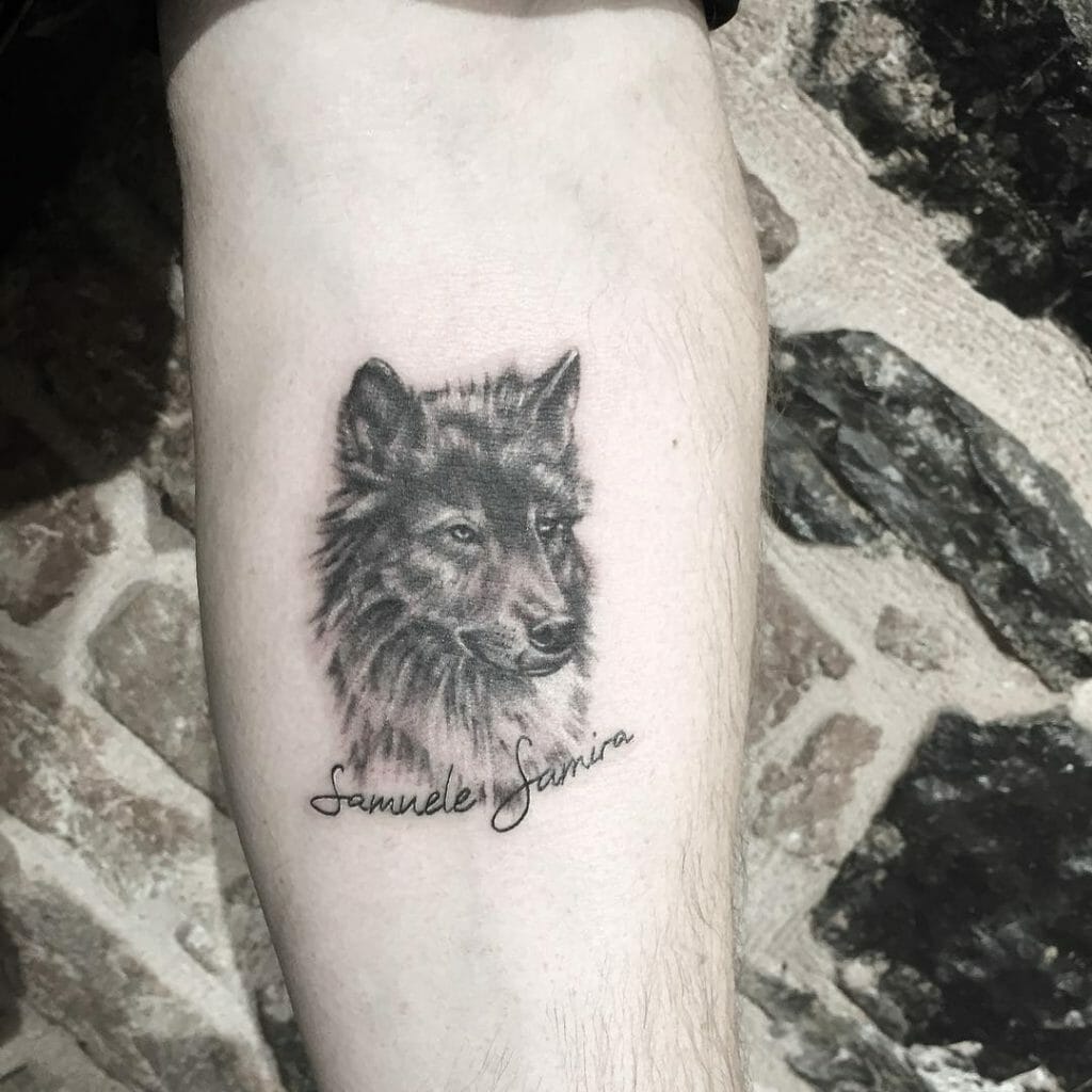 Wolf Head Tattoo With Name