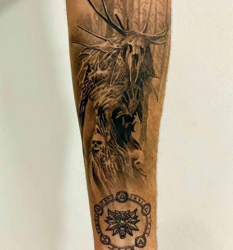 Wolf Medallion And Leshen Tattoo