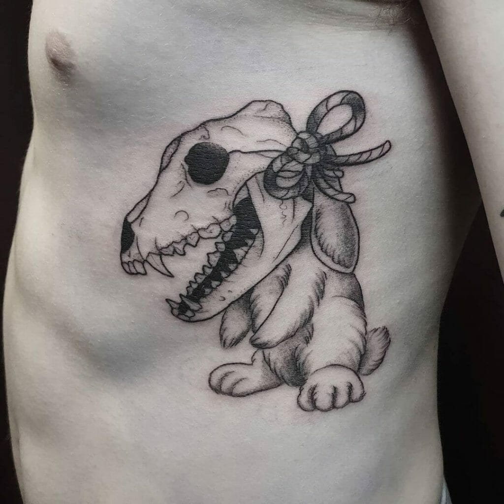 Wolf Skull Tattoo With Bunny