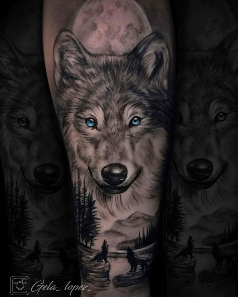Wolf Tattoo On Back Of Forearm