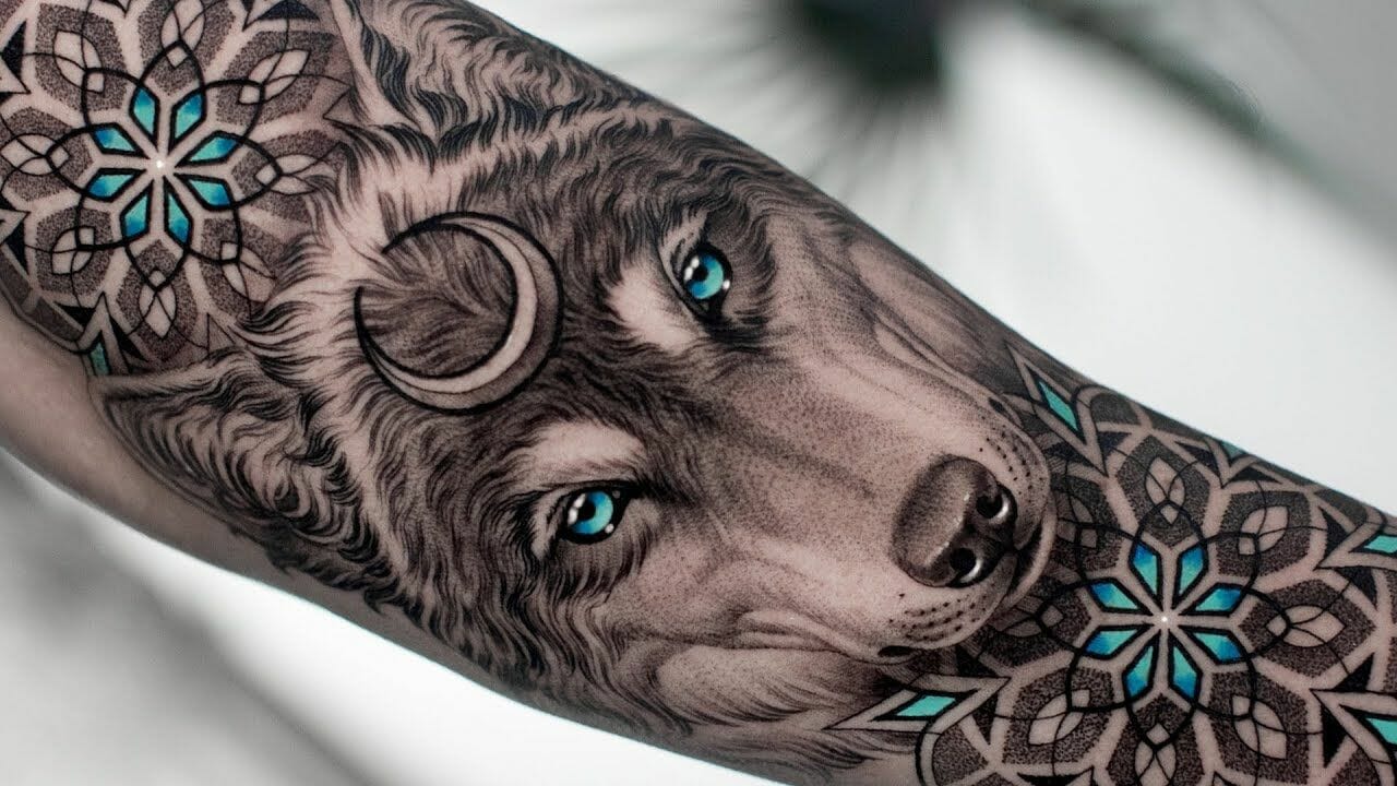 9. Black and White Wolf Arm Tattoo - wide 8