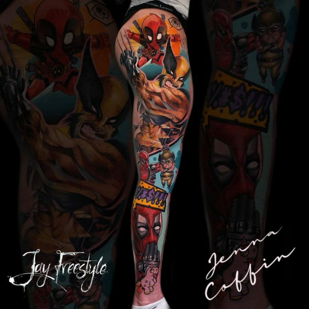 Wolverine x Deadpool Sleeve Tattoo