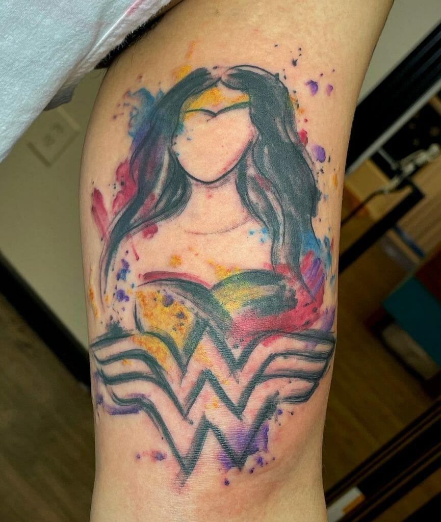 Wonder Woman Watercolour Tattoo