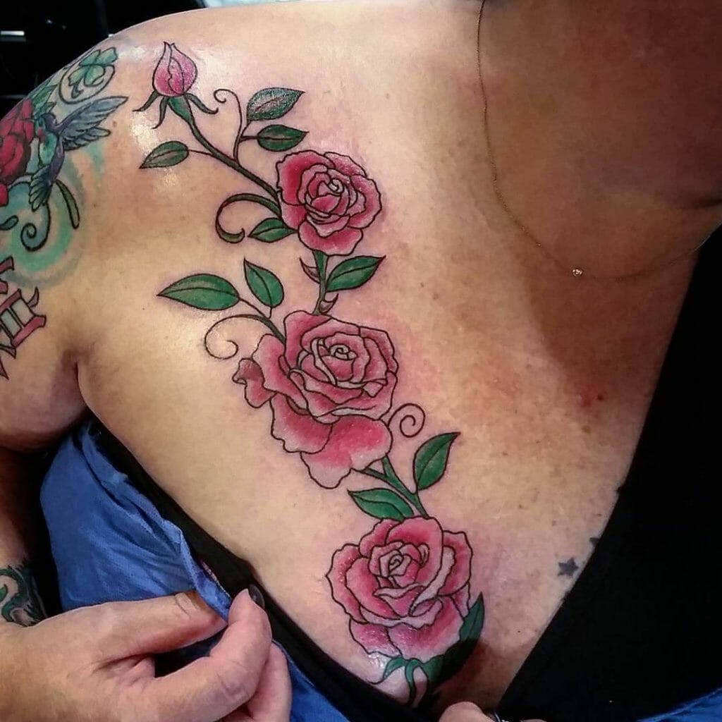 Wonderful Ideas For Rose Vine Tattoos On Your Chest