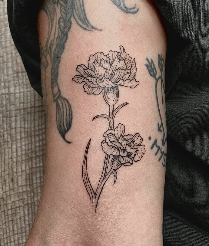 Woodcut Flower Tattoo