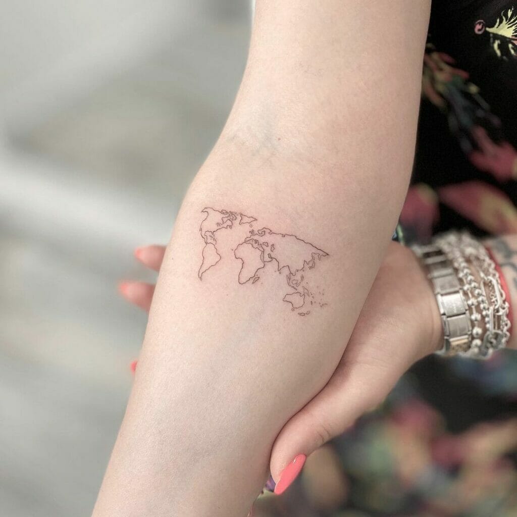 World Map Outline Travel Tattoo