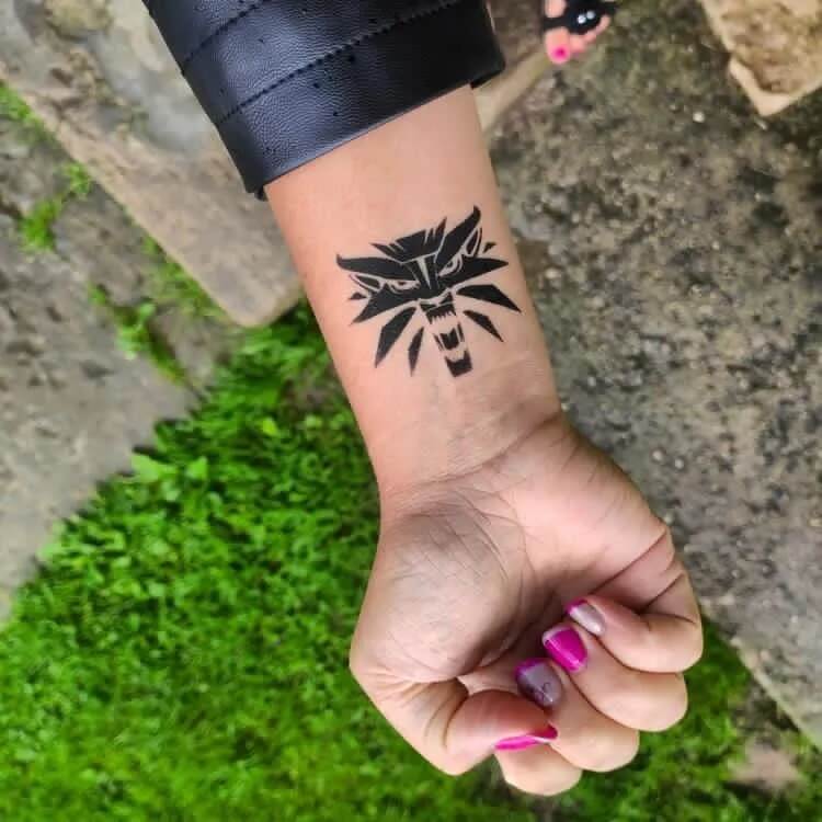 Wrist Witcher Wolf Tattoo Design