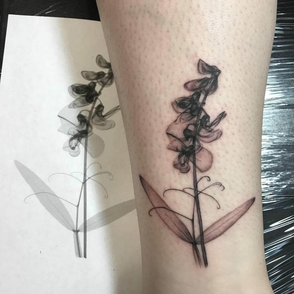 X-Ray Sweet Pea Flower Tattoos