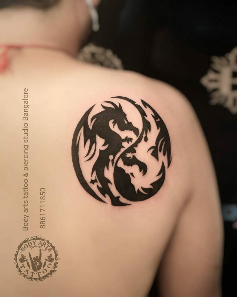 Yin Yang Tattoo With Dragons