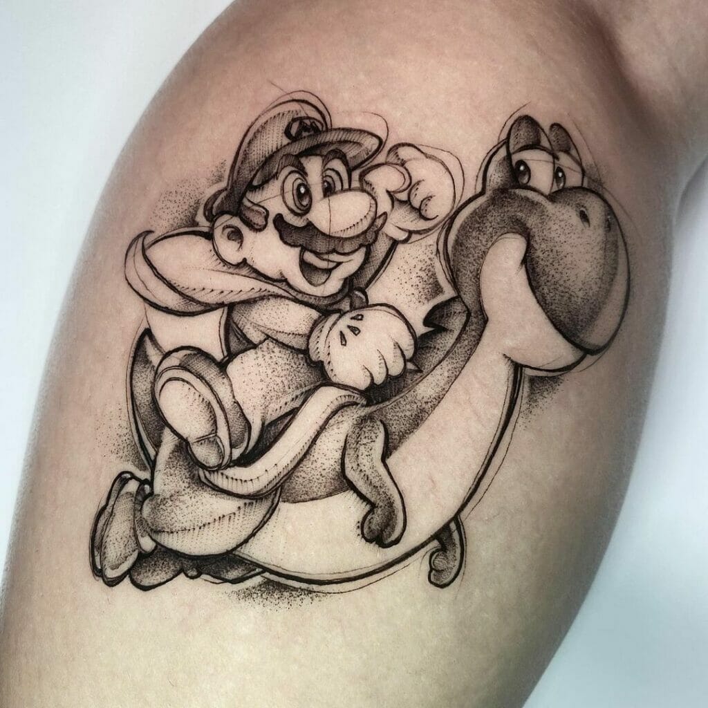 Yoshi And Mario Tattoo