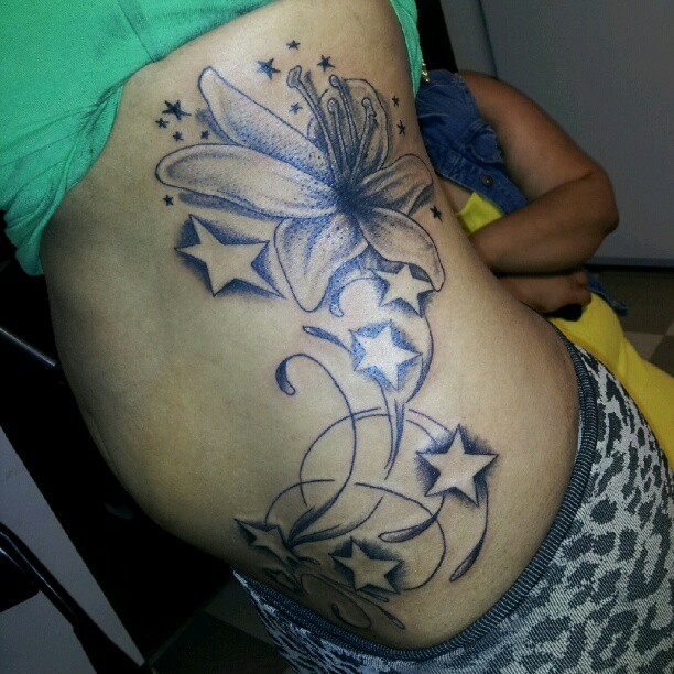 Flower and Star Tattoo
