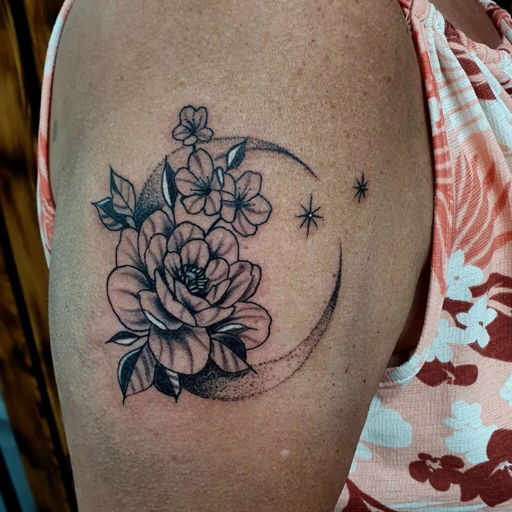 Flower and Star Tattoo