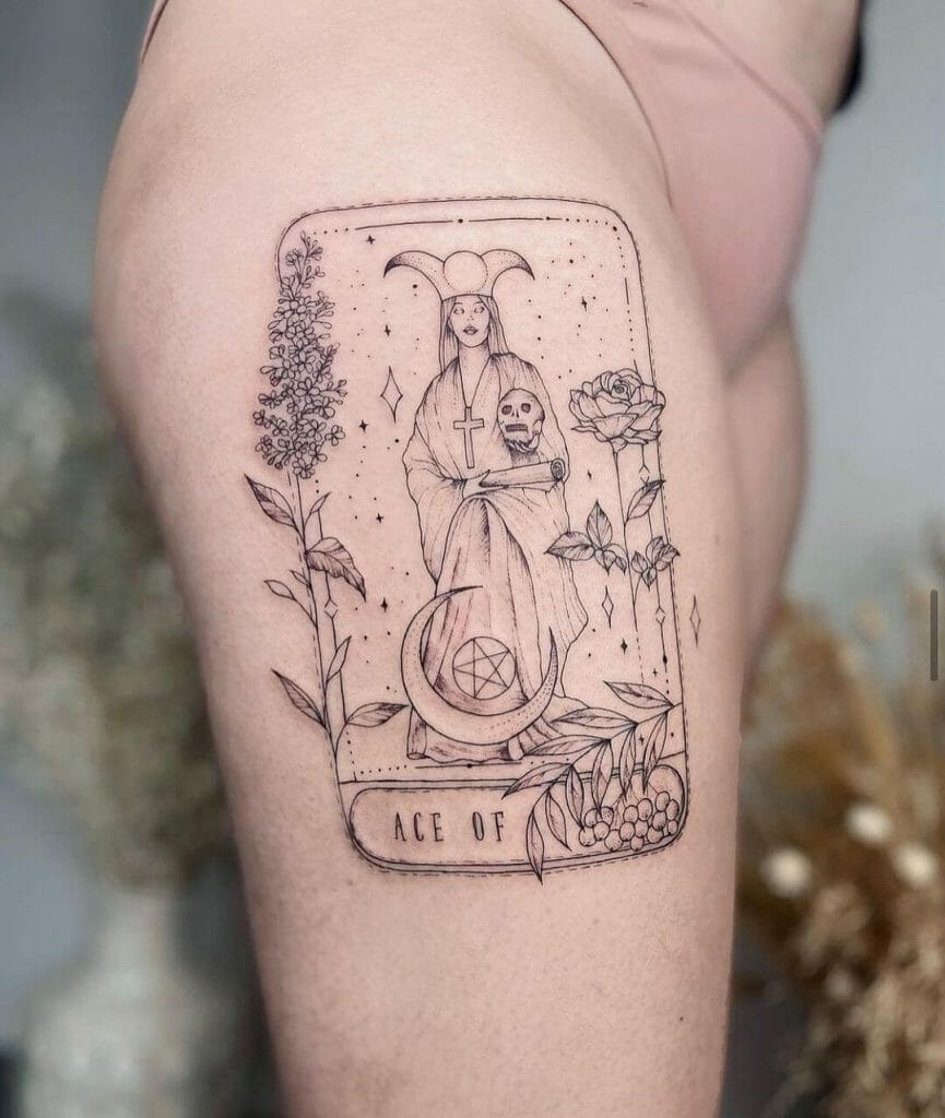 A Combination Of Witchy Tarot Card Tattoos