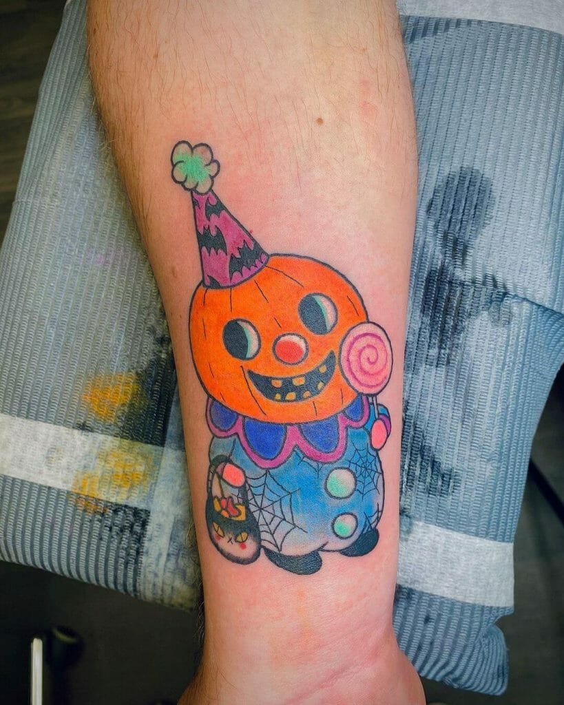 A Halloween Themed Pumpkin Tattoo