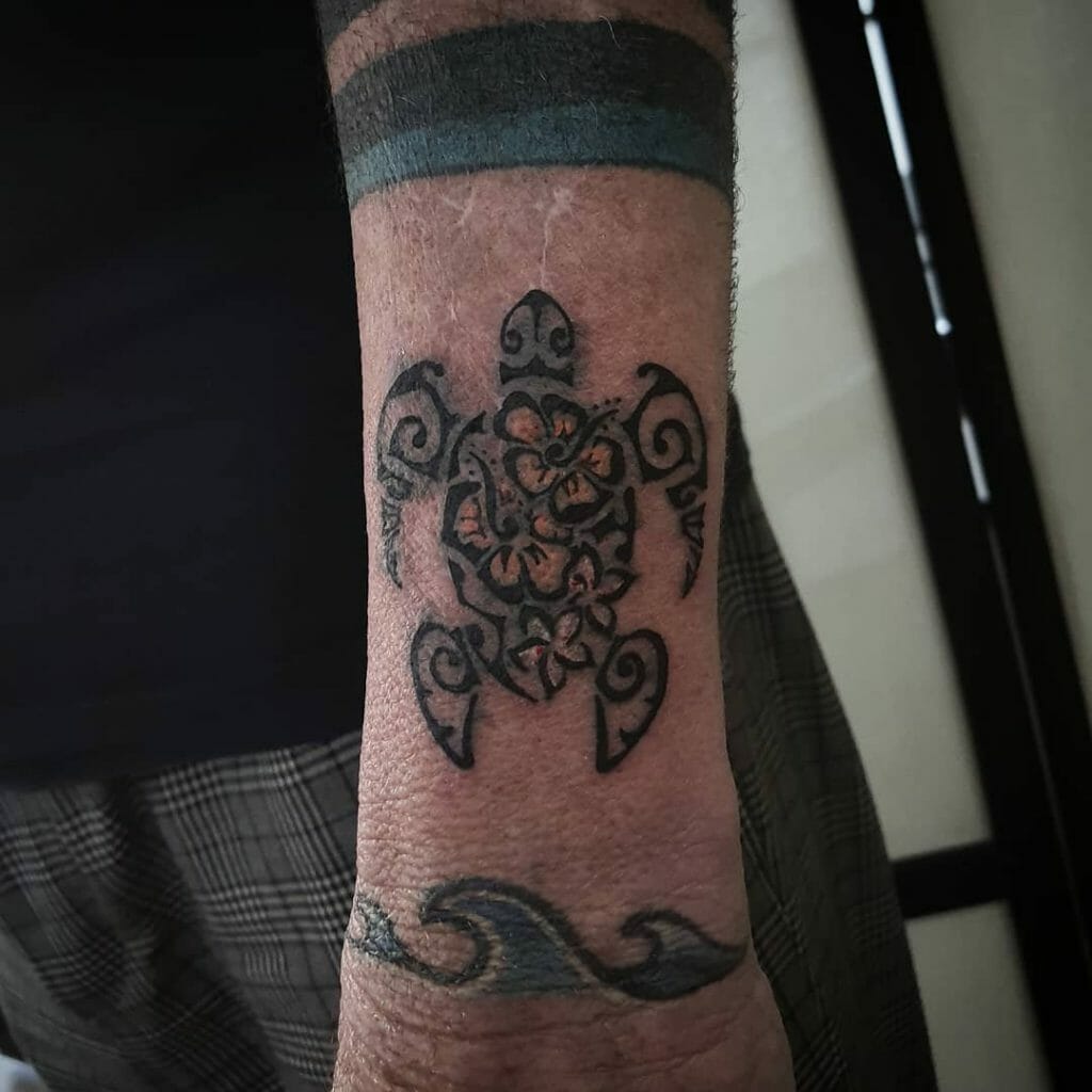 A Mystical Floral Turtle Tattoo Design