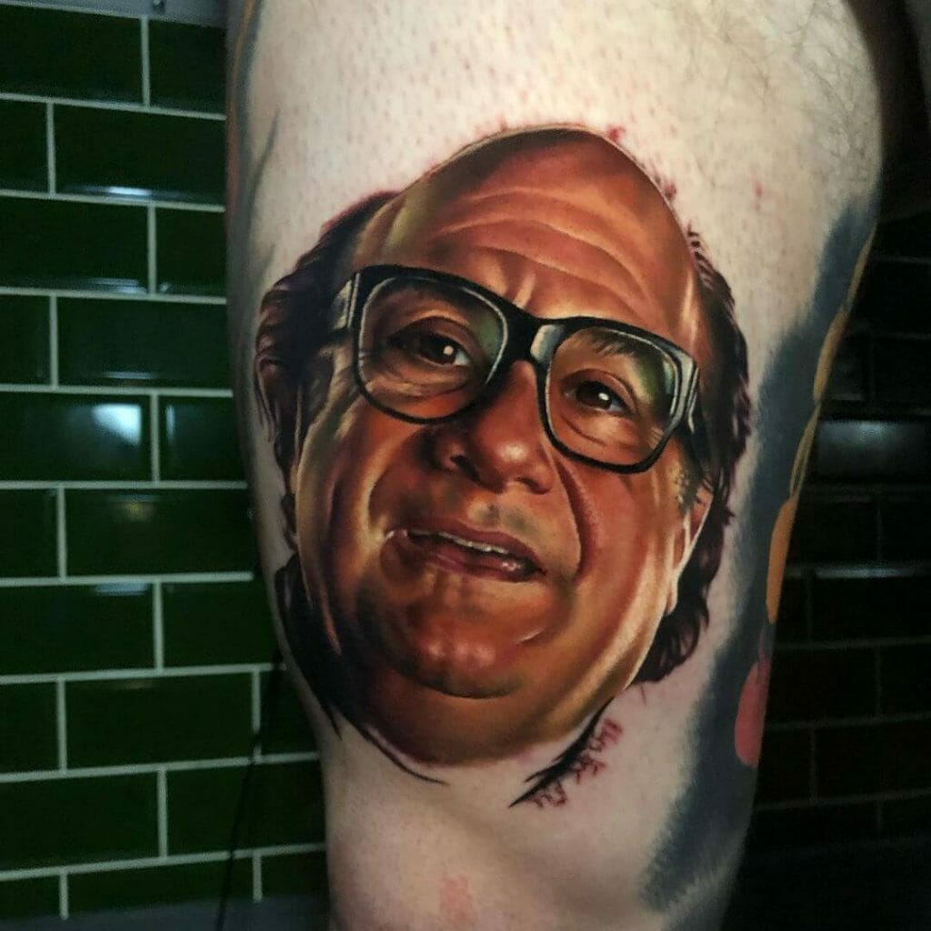 A Realistic Portrait Tattoo Of Danny DeVito