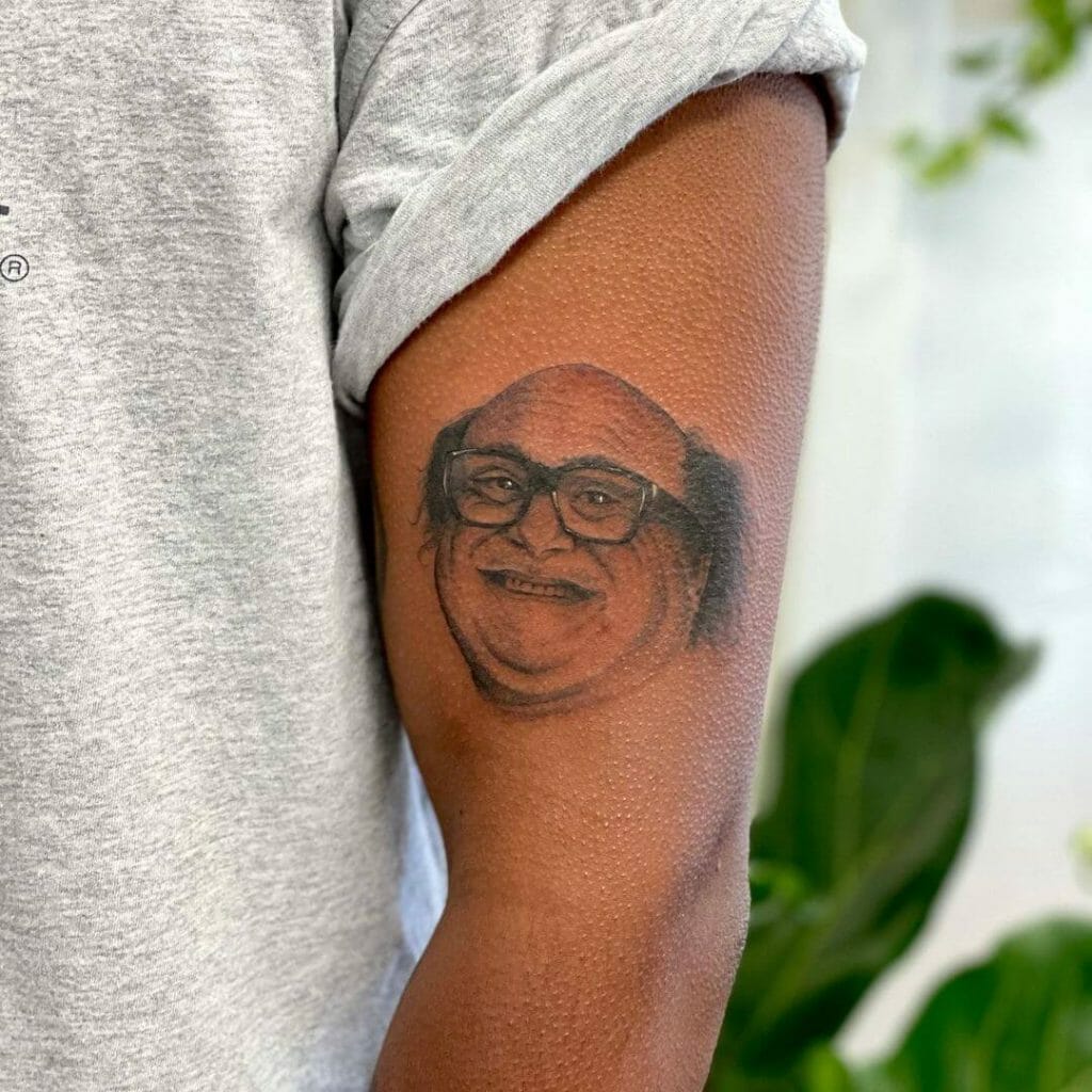 A Small Danny DeVito Portrait Tattoo