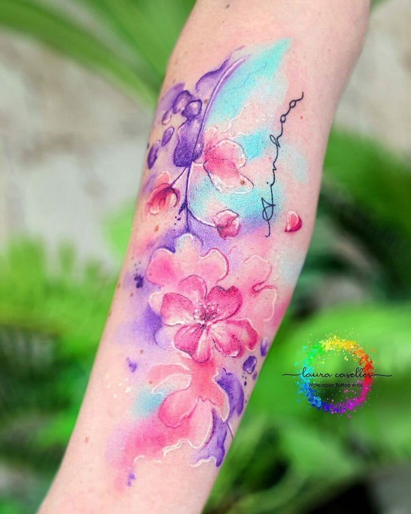 Abstract Watercolor Flower Tattoos