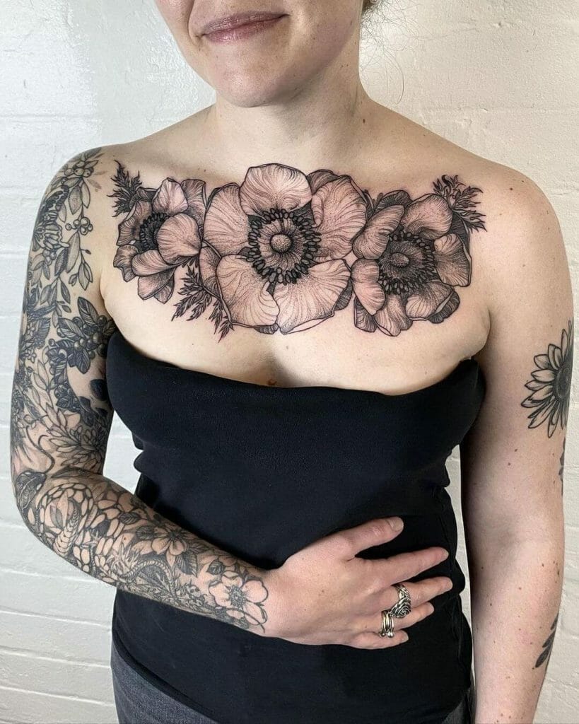 Amazing Floral Chest Tattoo Women Special Edition