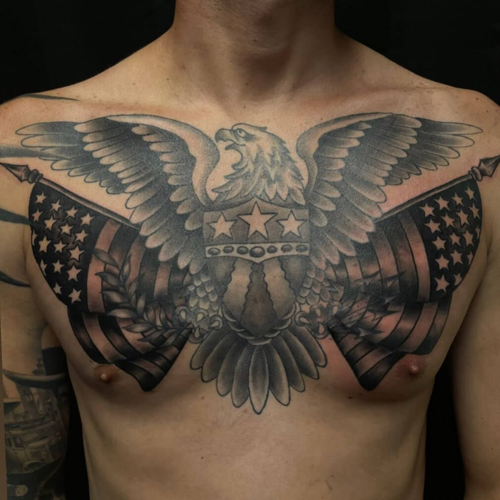 American Flag Eagle Tattoo Black And White