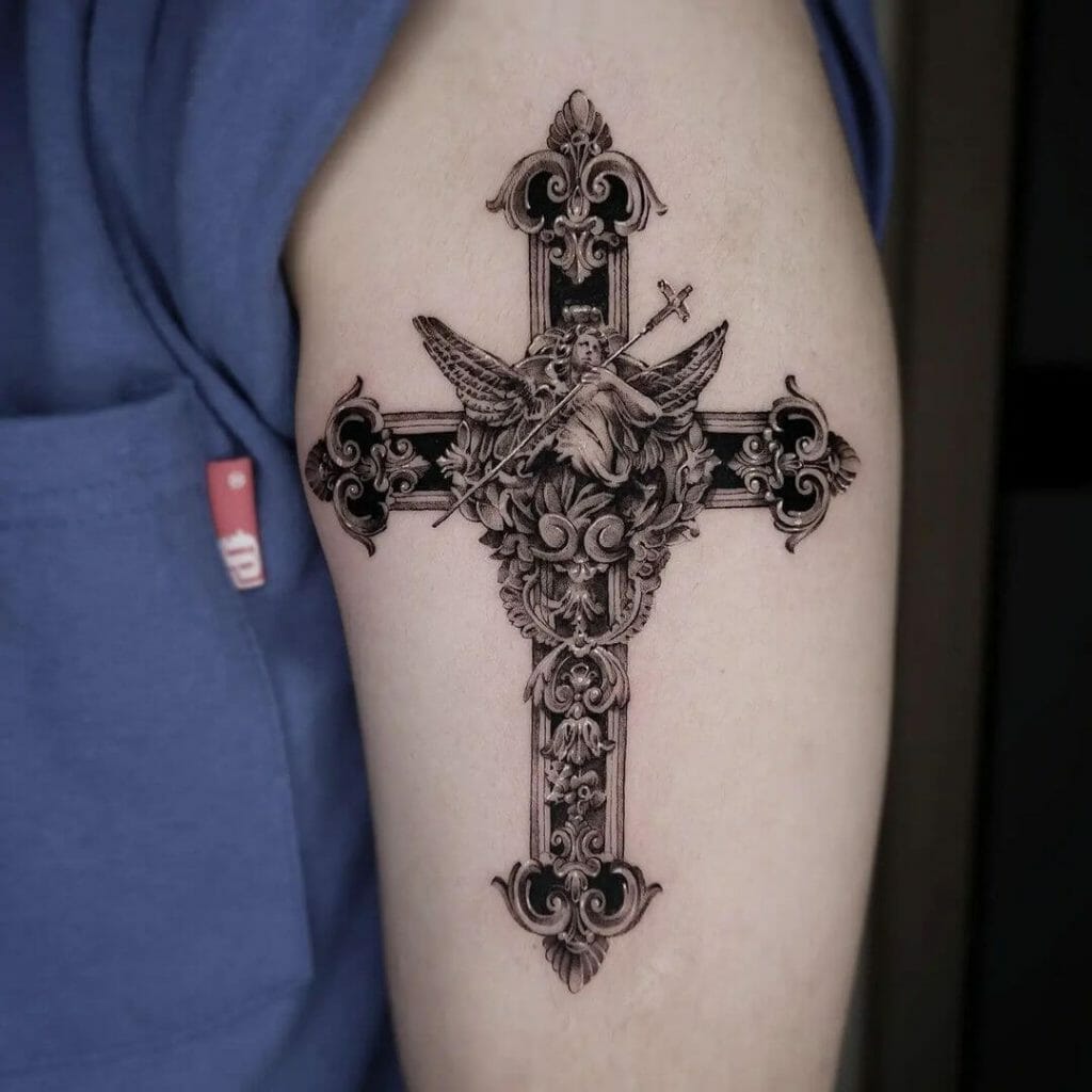 American Traditional Cross Tattoo