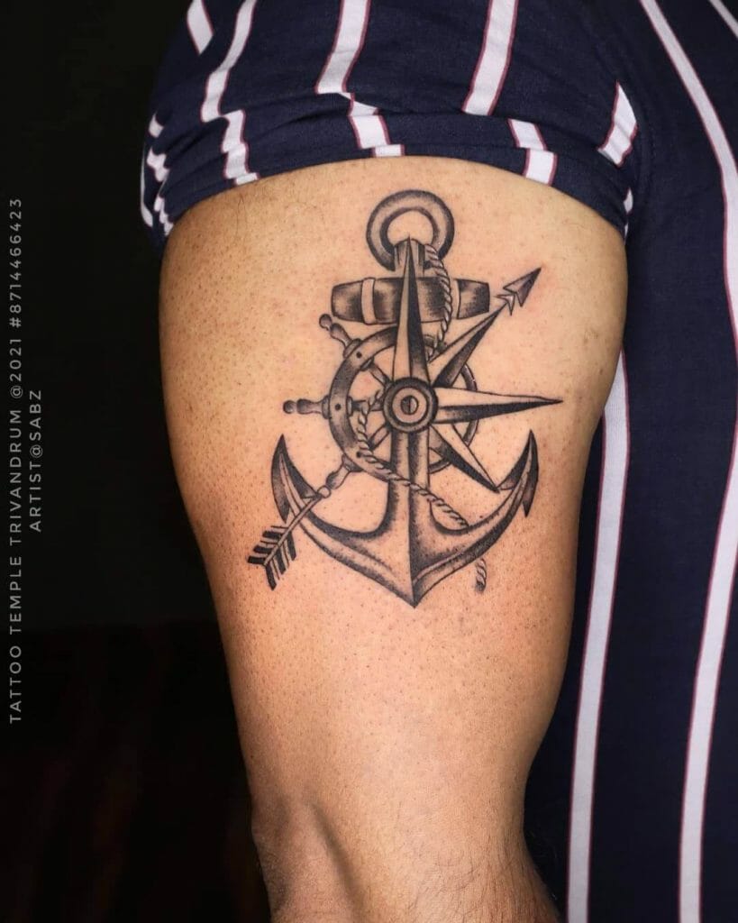 Anchor And Arrow Compass Tattoos