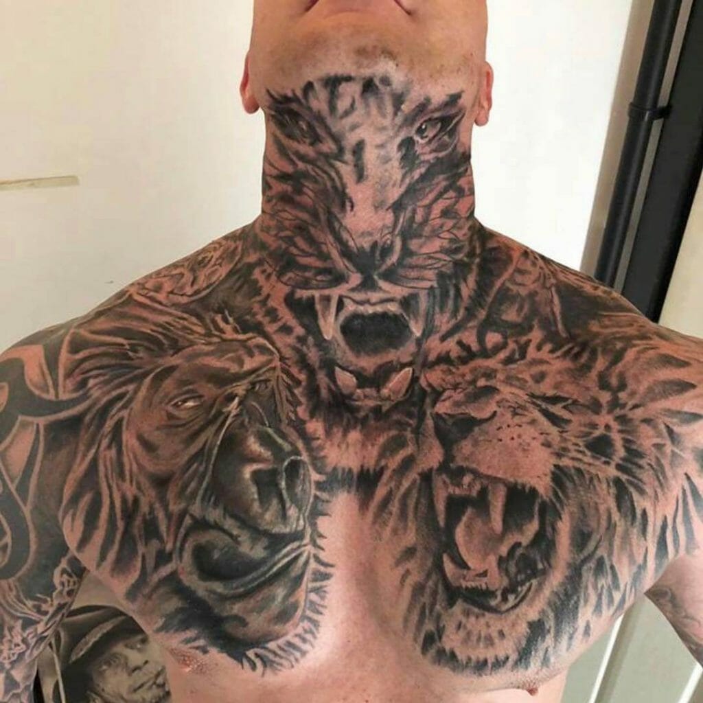 Animal Chest And Neck Tattoos