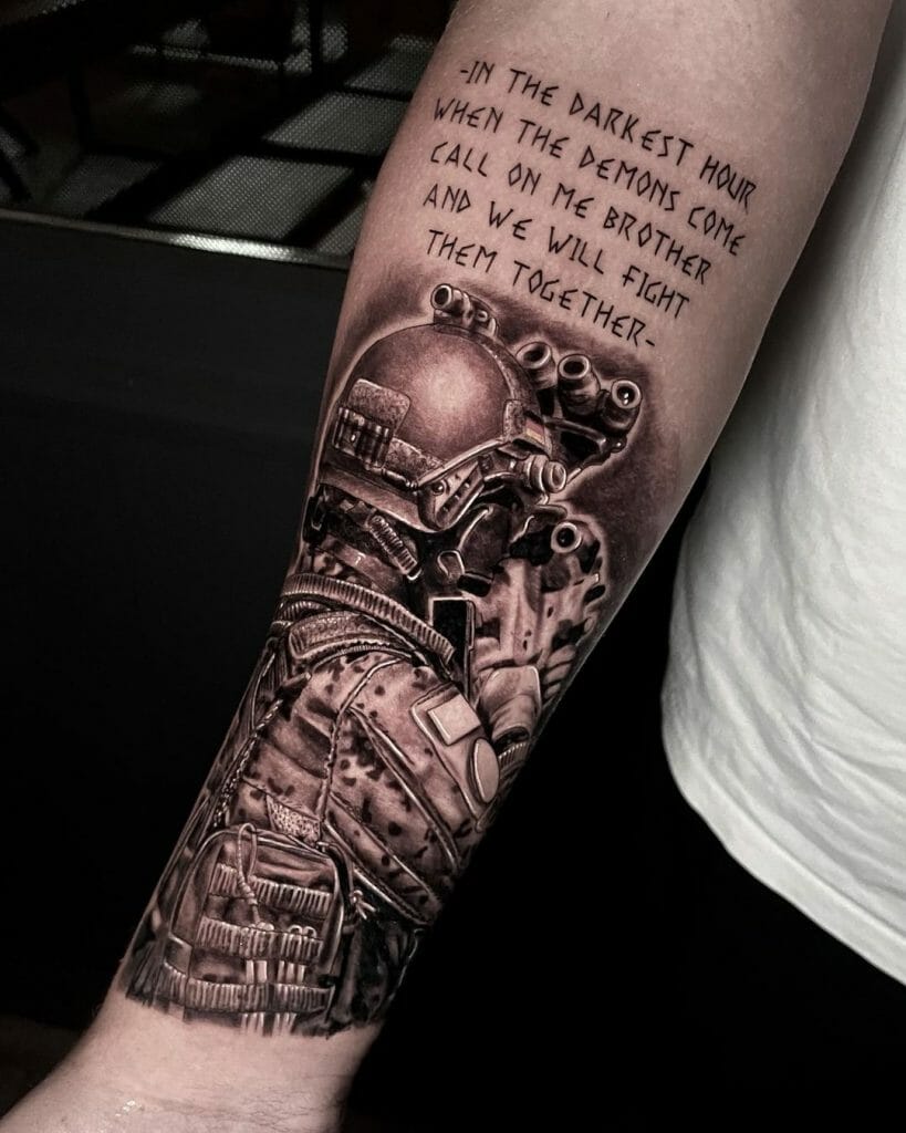 Army Memorial Tattoo with Quotes