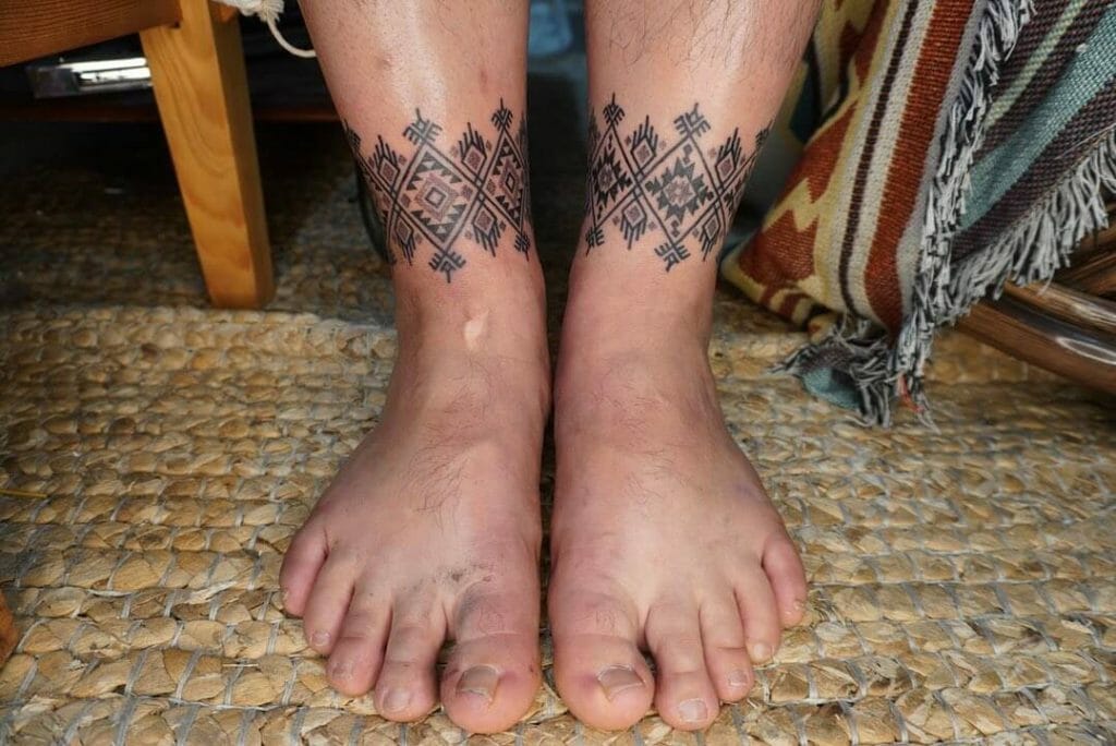 Aztec Band Ankle Tattoo