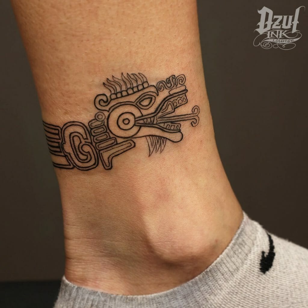 Aztec Feathered Serpent Band Tattoo