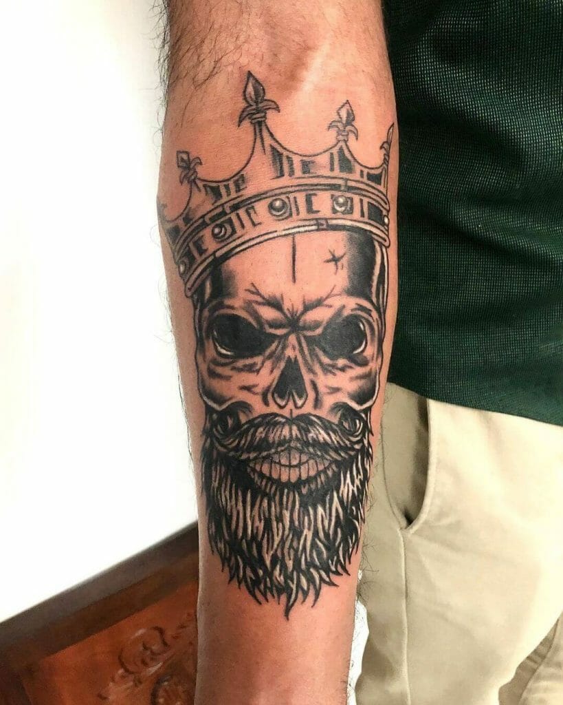 Beard King Skull Tattoo