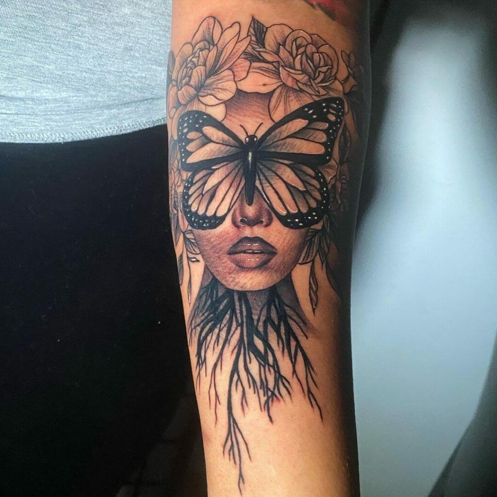 Beautiful Butterfly As Eye Tattoo In Colour