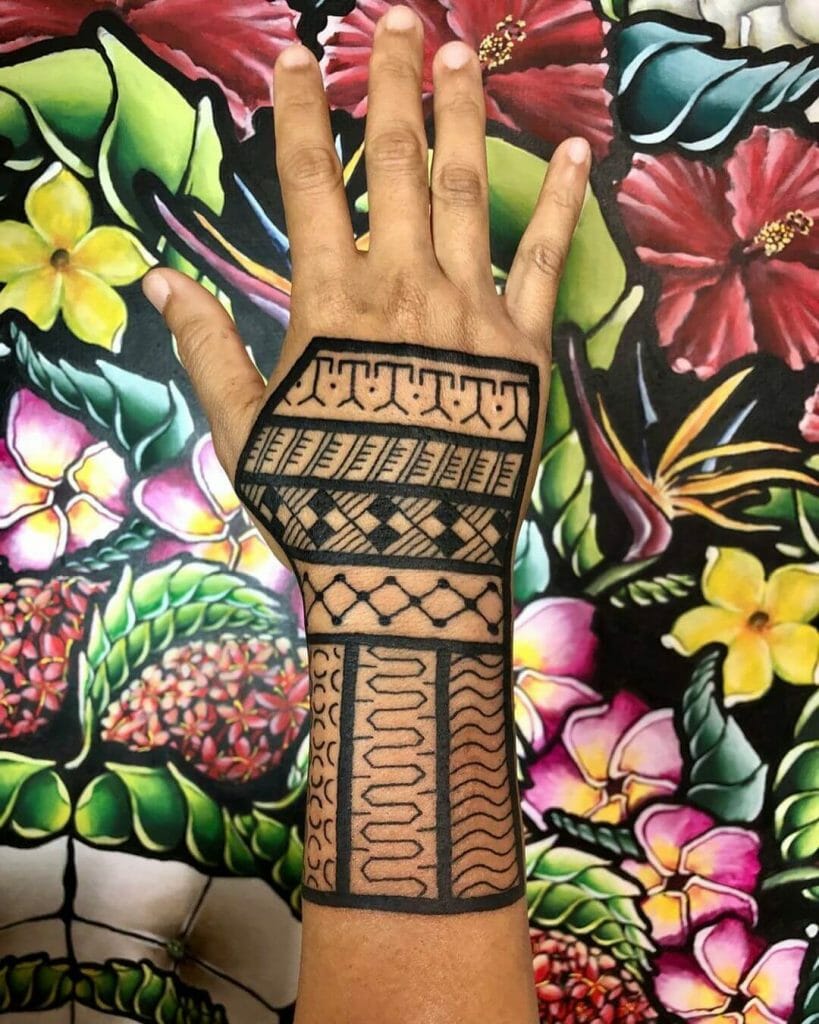 Beautiful Micronesian Back Of The Hand Tattoo
