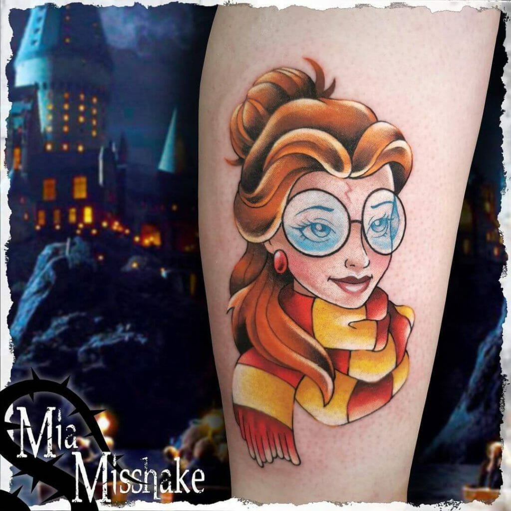 Beautiful Women With A Gryffindor Scarf Makes For A Great Tattoo Design