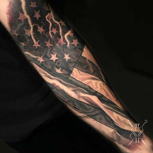 Black American Flag Tattoo