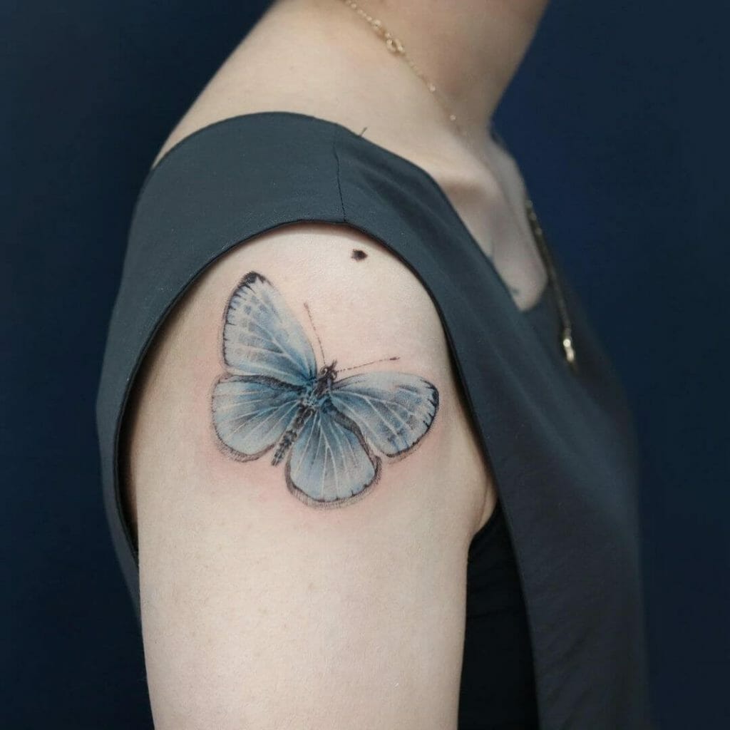 Black And Blue Butterfly Tattoo