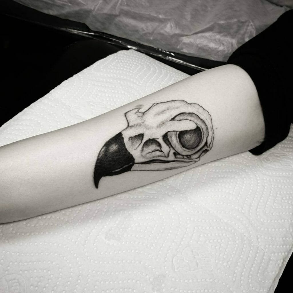 Black And Grey Eagle Skull Tattoo