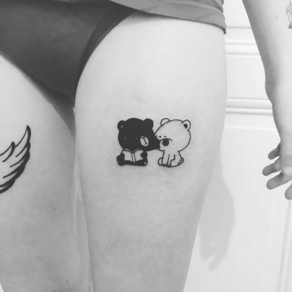 Black And White Little Bears Tattoo