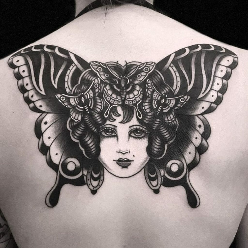 Black Butterfly Angel Tattoo Designs